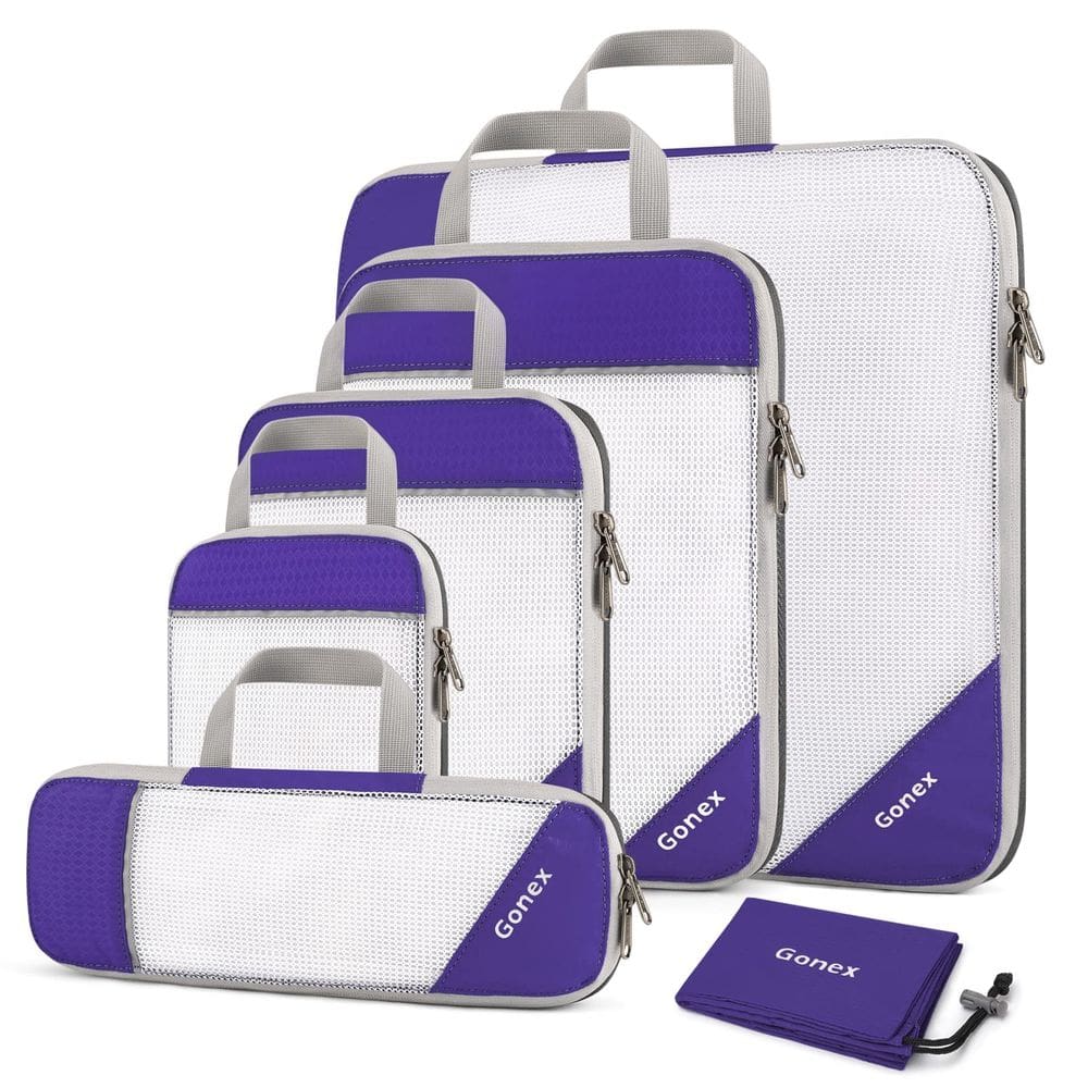 Cubos de embalagem de compressão Gonex L+M+S+XS+Slim+Laundry Purple