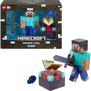 Boneco de ação Mattel Minecraft Diamond Level Steve com Acc