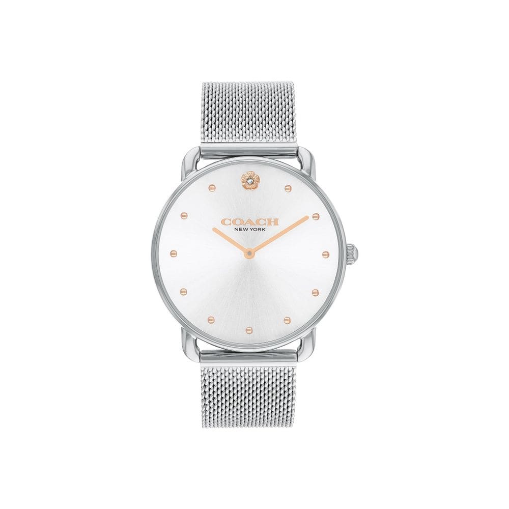 Relógio Coach Elliot feminino elegante em aço inoxidável