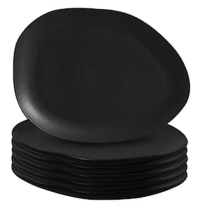 Pratos Rasos de Cerâmica Stoneware Orgânico Oval Matte Preto 6 peças - Porto Brasil