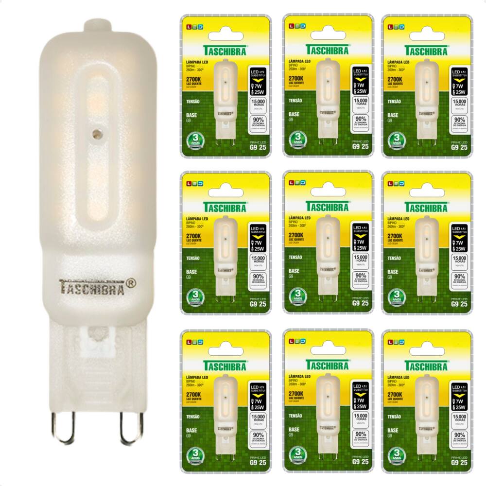 Kit 10 Lâmpadas Led Taschibra G9 Bipino 2,5W Leitosa 2700K 110V