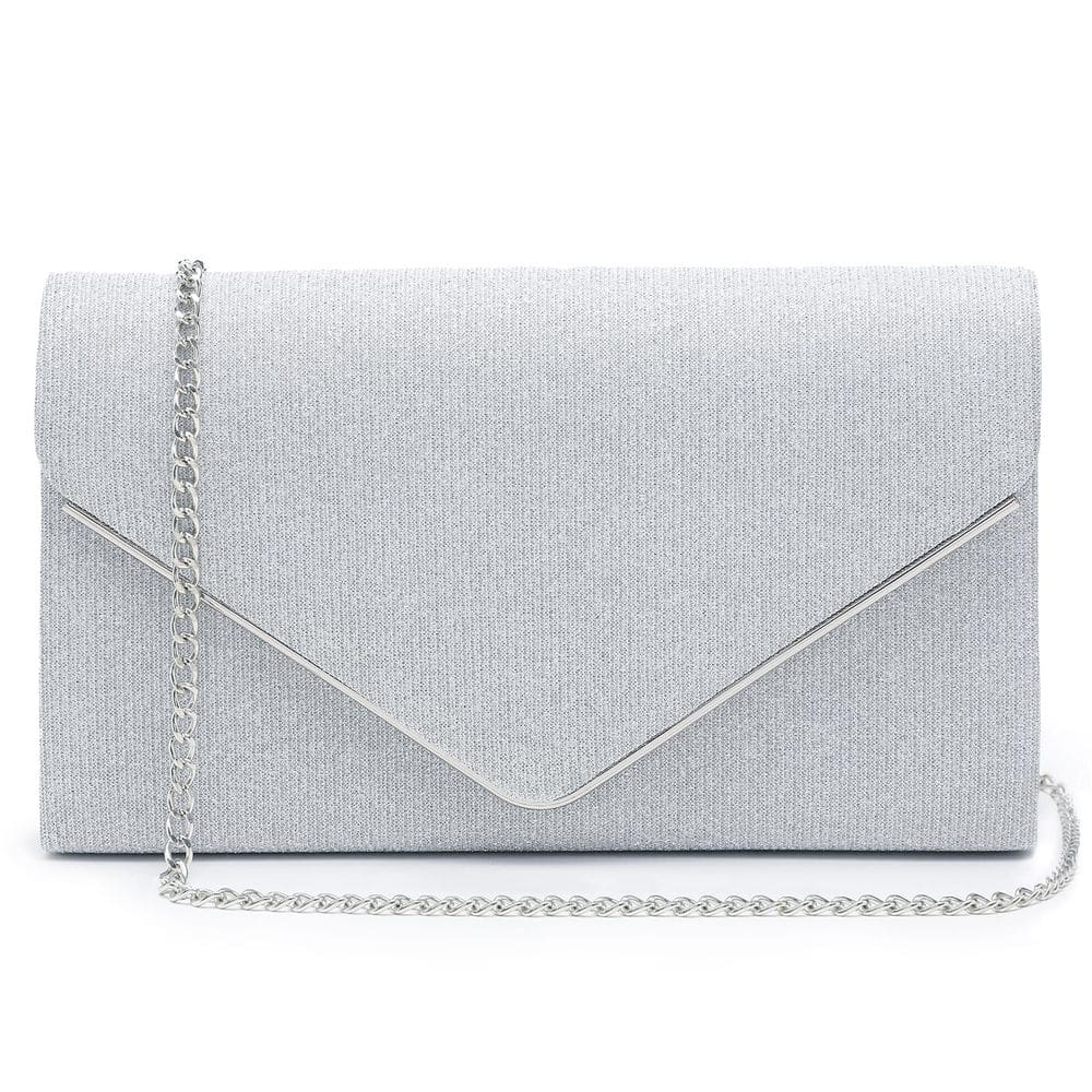 Bolsa de noite Clutch Dasein Glistening, festa de casamento, prata