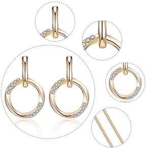 Kit Conjunto Colar e Par de Brincos Luxo Brilho Dourado