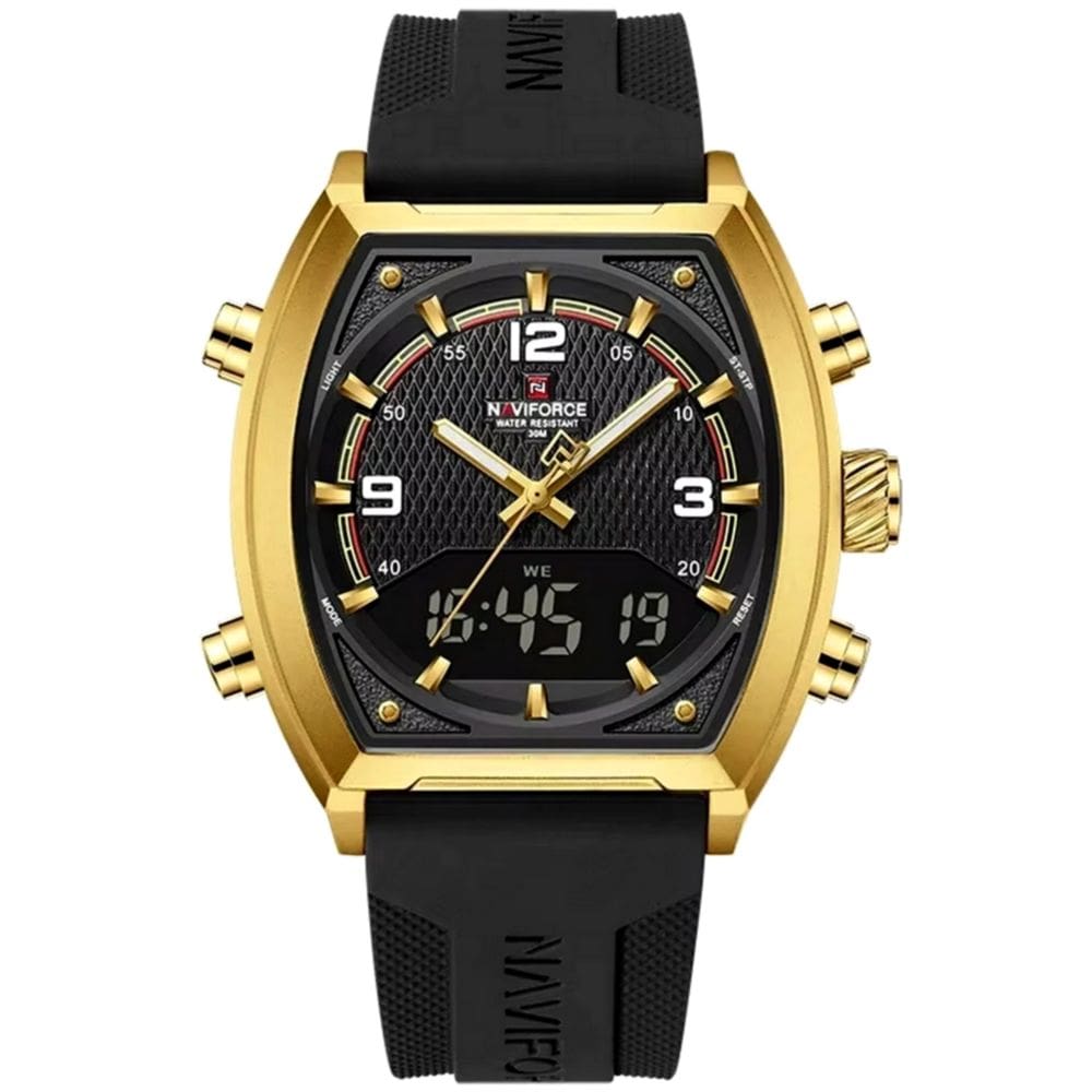 relógio digital masculino pulseira de silicone quartzo tonneau duplo display esportivo