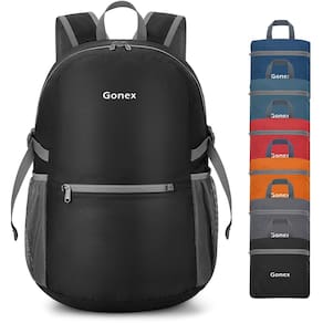 Mochila embalável ultraleve Gonex, prática, dobrável, para acampamento, viagem ao ar livre, ciclismo (preta)