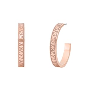 Brincos Michael Kors com logotipo MK rosa/rosa dourado em latão