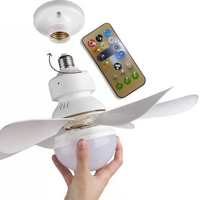 Ventilador Lampada 2 Em 1 Led Silencioso E27 6 Helices Controle Iluminaçao Ajustavel Verao 2 Em 1