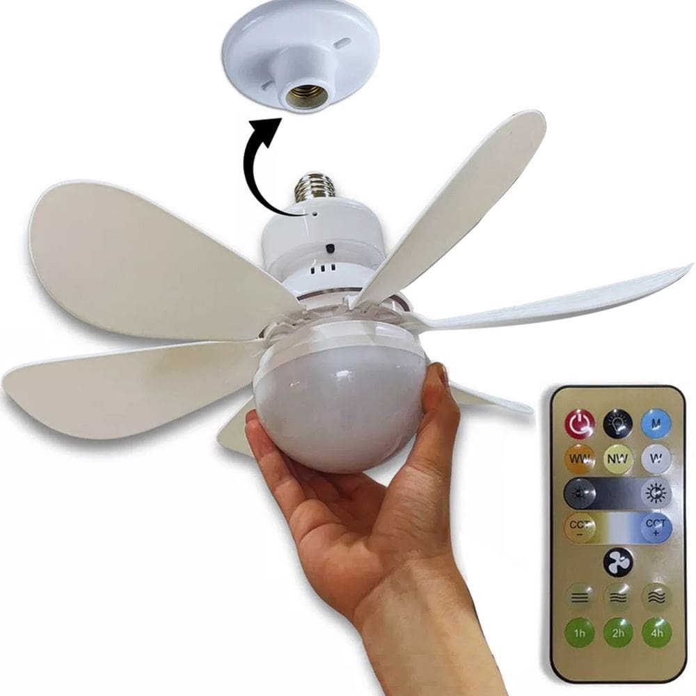 Ventilador Lampada Led Silencioso 2 Em 1 Controle Ajustavel Verao Iluminaçao Dimerizavel Fresca 6 Helices