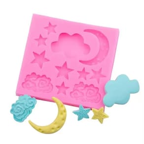 Molde Silicone Ceu Lua Nuvem Estrela Chocolate Fondant Pasta
