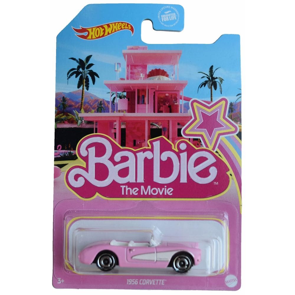 Carro de brinquedo Mattel Hot Wheels Barbie 1956 Corvette Pink 1:64