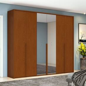 Guarda-roupa 6 Portas 4 Gavetas 100% Mdf com Espelho Style Frassino