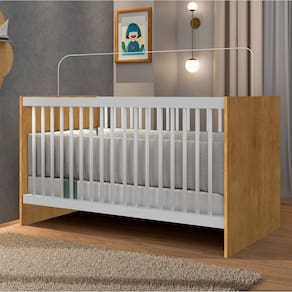 Berço para Quarto Infantil Lua 76x132,5x76 Cm Marrom/Branco