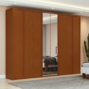 Guarda-roupa 8 Portas 6 Gavetas 100% Mdf com Espelho Ergon Marrom