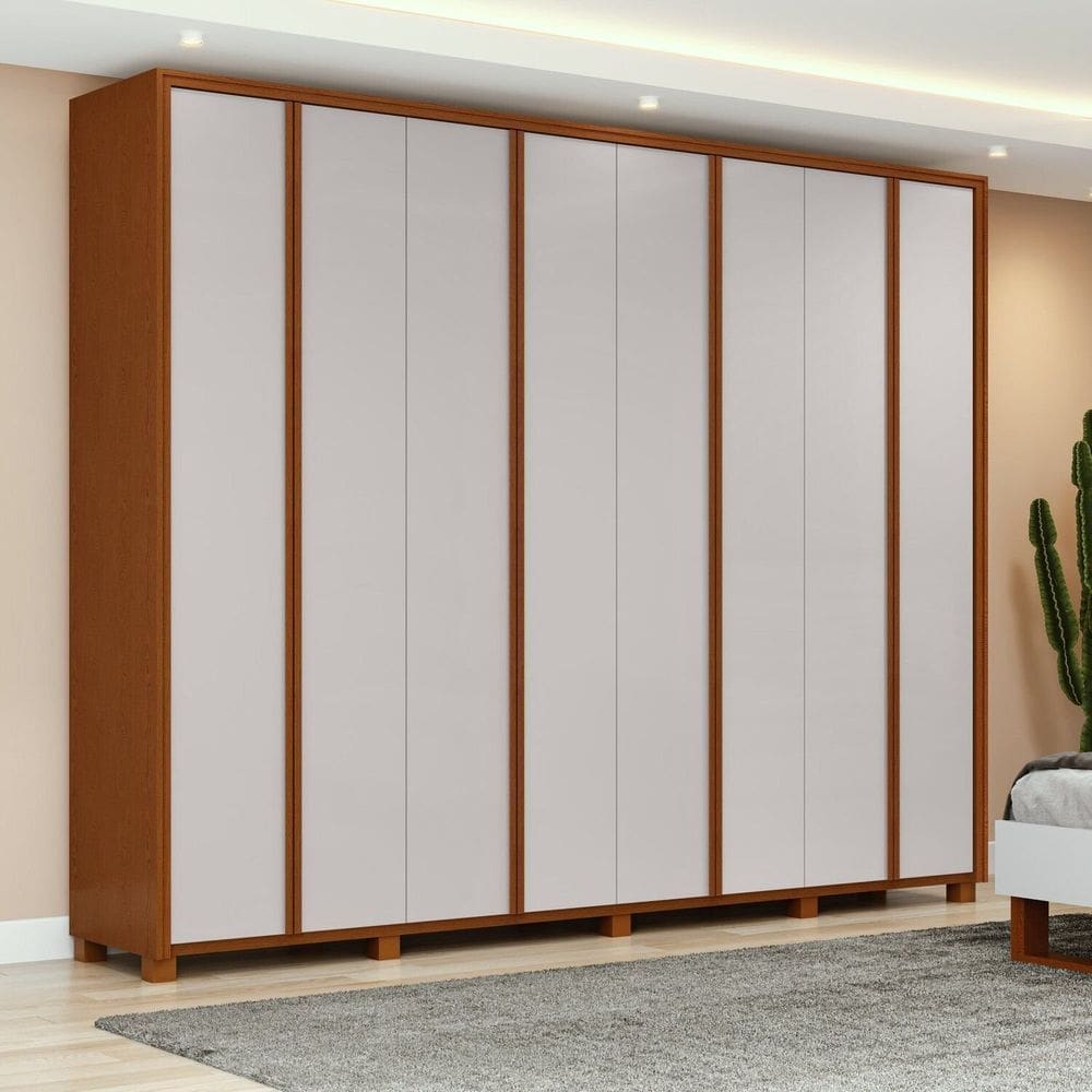 Guarda-roupa 8 Portas 6 Gavetas 100% Mdf com Pés Ergon Marrom/Bege