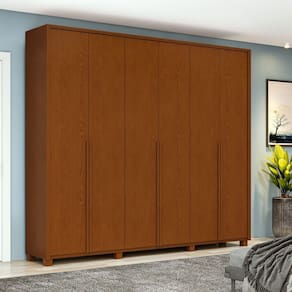 Guarda-roupa 6 Portas 4 Gavetas 100% Mdf com Pés Style Frassino