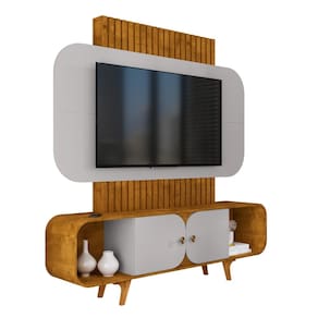 Rack com Painel Home Embaú Estante Para Tv 75" Naturalle Off White Bechara