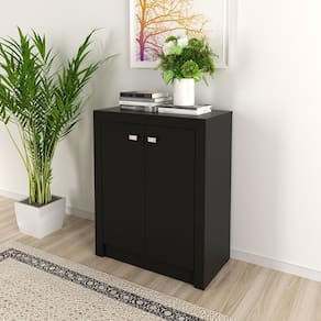 Balcão para Escritório Baixo 02 Portas ME4103 Preto Tecnomobili