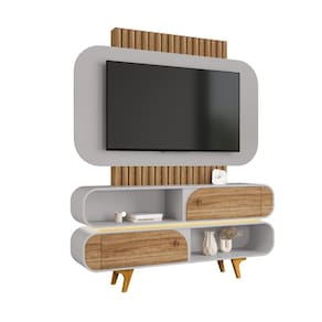 Estante Home Camboriú para Tv de 55" Cinamomo Off White Bechara