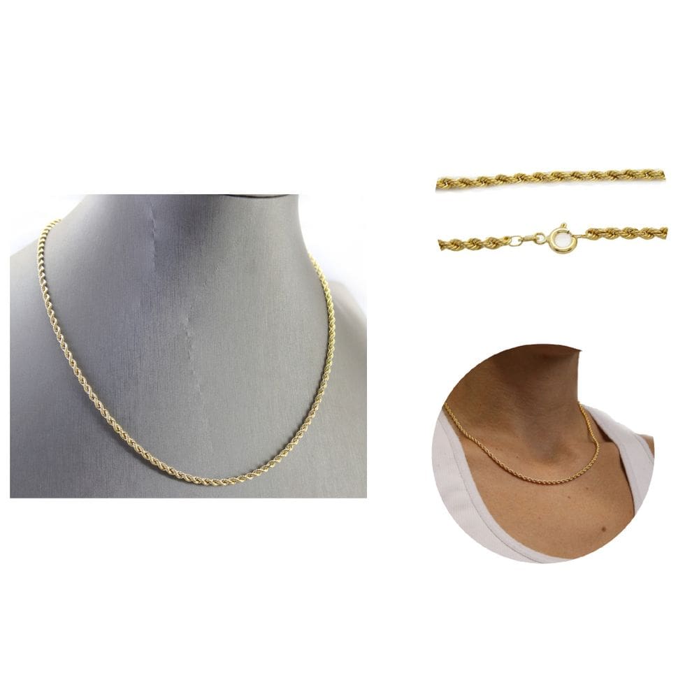 Corrente Cordão Elo Baiano Delicado Ouro 18 Feminino 43,5 cm