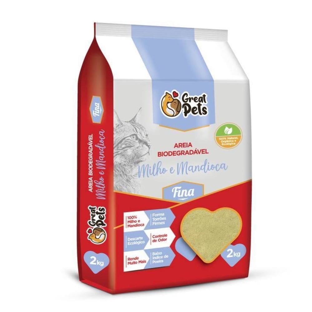 Areia Higiênica Grãos Mistos Fina Gatos Milho e Mandioca 2kg