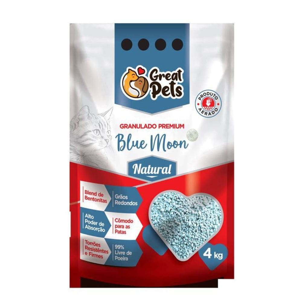 Areia Granulado Higiênico Gato Linha Blue Moon Natural 4kg