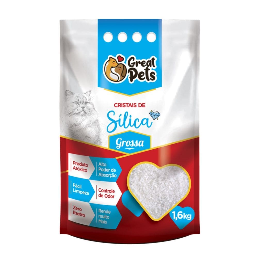 Areia Para Gatos Sílica Grossa Em Gel 1,6kg Great Pets