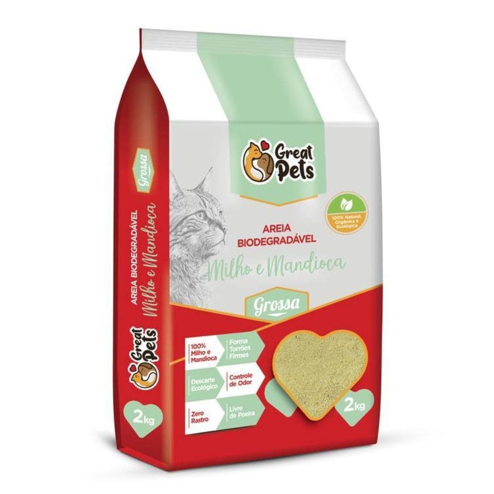 Areia Biodegradável de Milho Mandioca Grossa Great Pets 2kg