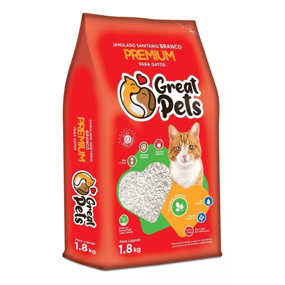 Areia Sanitária Great Pets Branca Diatomita Premium 1,8 Kg