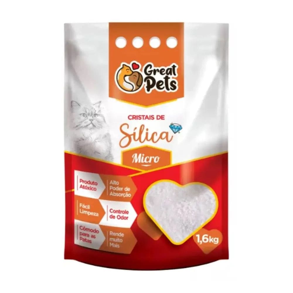 Areia Sílica Micro Great Pets 1,6 Grão Fino Para Gatos