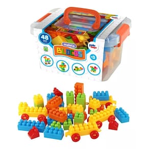 Blocos de Montar 48 Peças com Maleta, Brinquedo Educativo