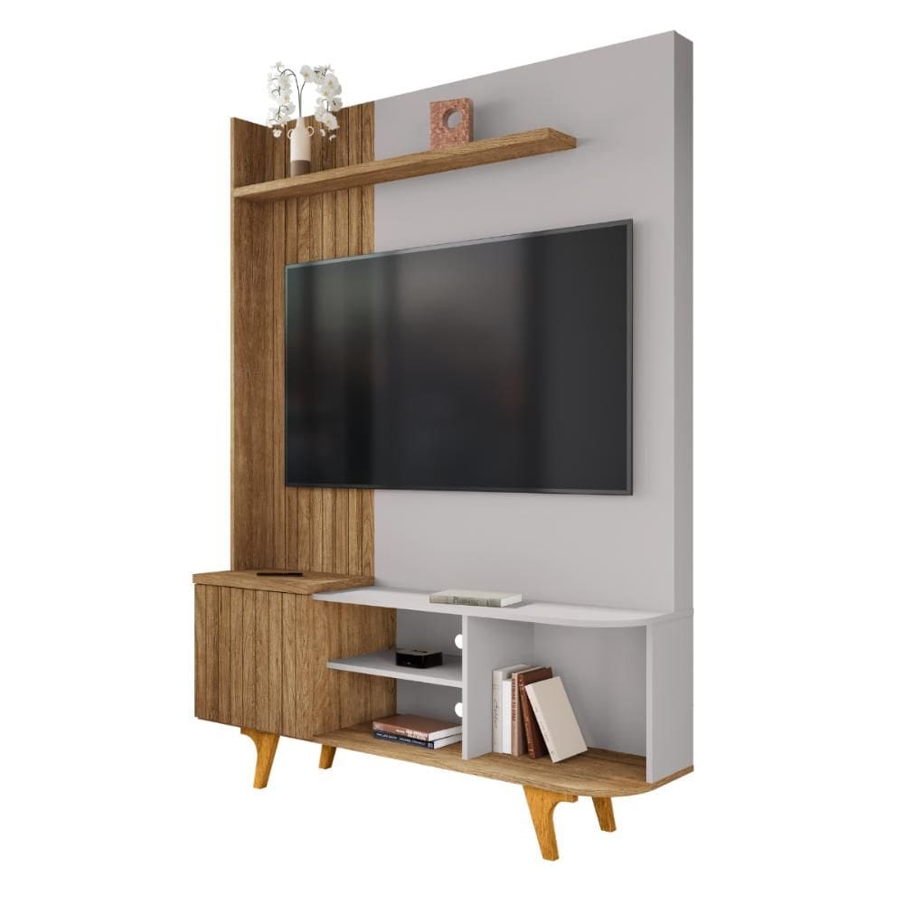 Estante Para Tv Até 55 Polegadas Corumbau 1 Porta Cinamomo fresado Off White Bechara