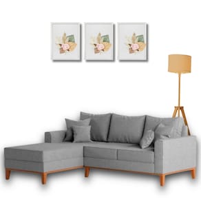 Sofá Beny com Chaise Esquerda, 2,00x1,40m, 3 Lugares, Linho, Base em Madeira.