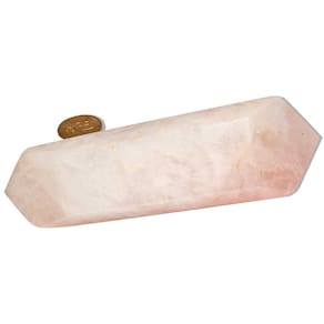 Biterminado Quartzo Rosa Pedra Natural 12 a 13cm Tipo C