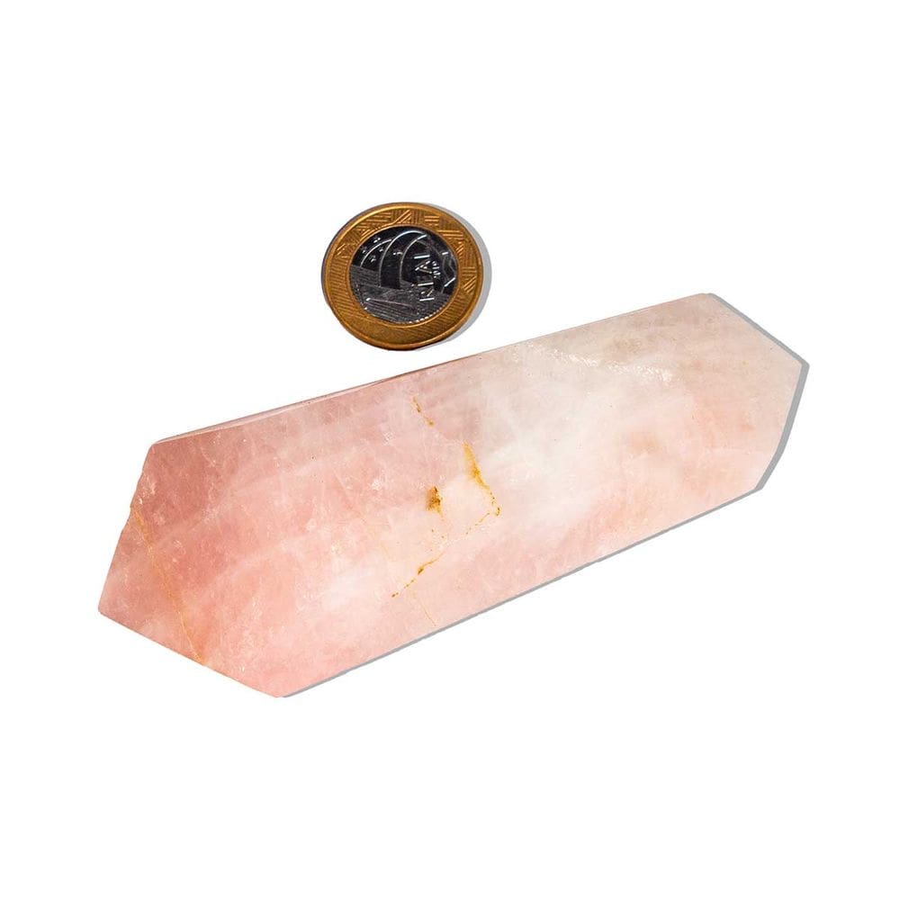 Biterminado Quartzo Rosa Pedra Natural 11 a 12cm Tipo C