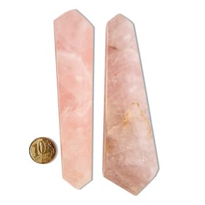 Biterminado Quartzo Rosa Pedra Natural 13 a 14cm Tipo C 150g