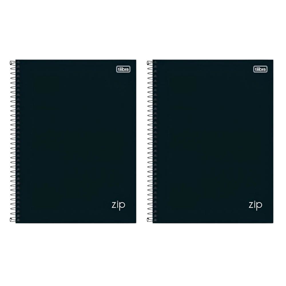 Kit 02 Cadernos Espiral Universitário 10 Matérias ZIP Preto 160 Folhas Tilibra