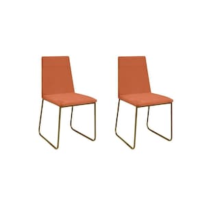 Kit 2 Cadeiras De Jantar Cozinha Industrial Lexa Veludo Élpis Móveis Terracota Dourada