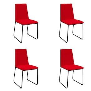 Kit 4 Cadeiras De Jantar Cozinha Industrial Lexa Veludo Élpis Móveis Vermelho Preta