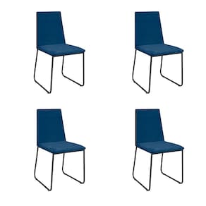 Kit 4 Cadeiras De Jantar Cozinha Industrial Lexa Veludo Élpis Móveis Azul Marinho Preta