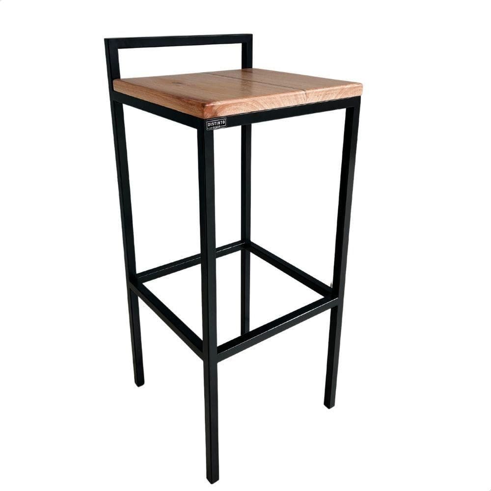 Banqueta Preta Estilo Industrial Com Encosto
