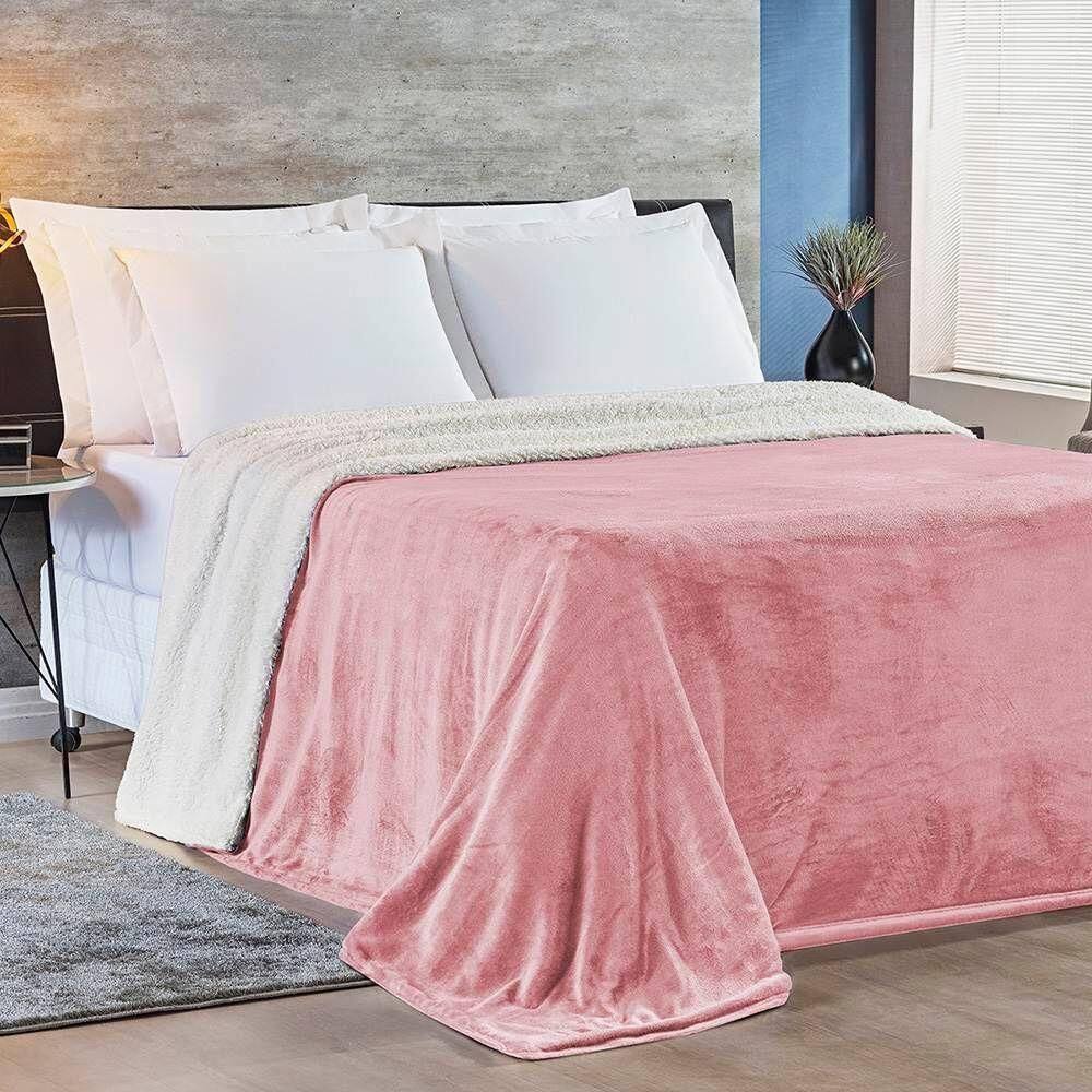 Cobertor King Alaska Dupla Face Sherpa-mantinha - Rosa Secreto