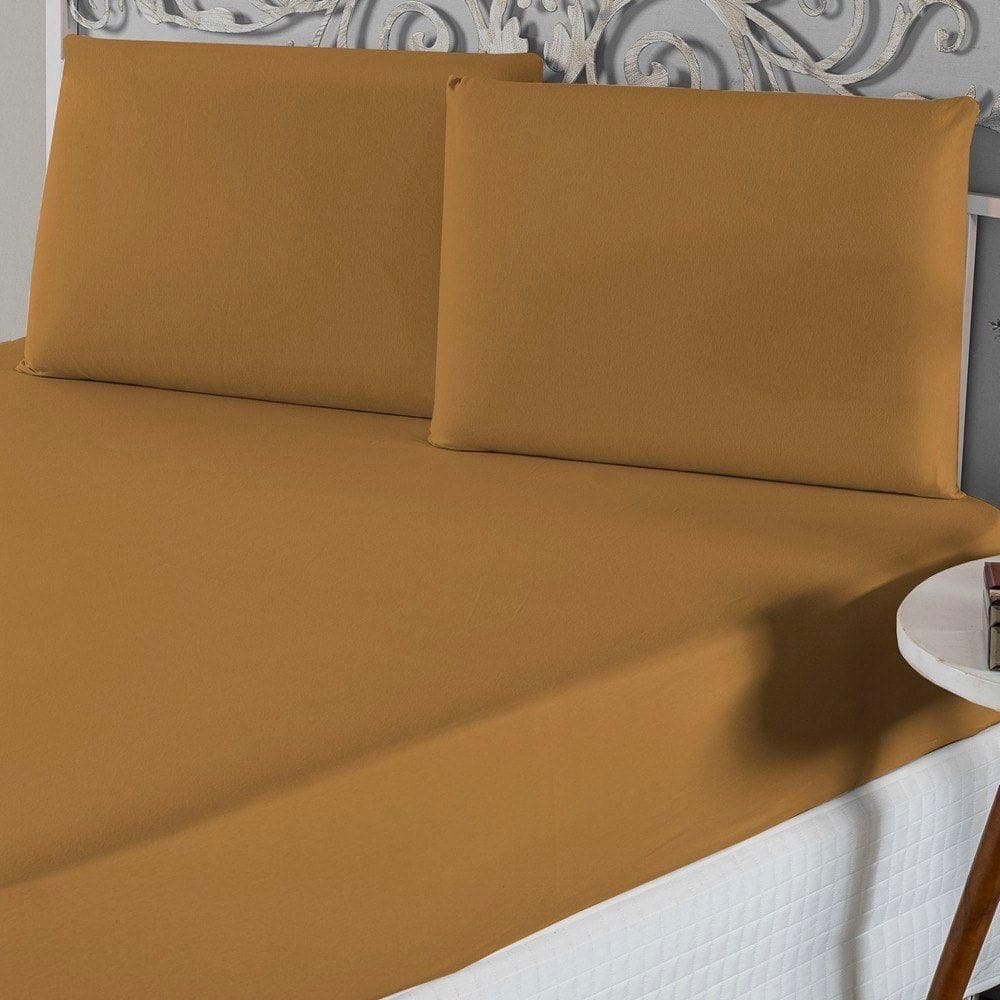 Jogo De Lençol Casal Padrão Malha 100% Algodão 3 Peças - Cobre