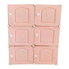 Guarda Roupa Armario Cabideiro 6 Portas Arara Organizador Portatil Modular Rosa Luxo