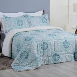 Edredom Queen Coberdrom Top Line Estampado Hipercal-sherpa 3 Peças - Lotus