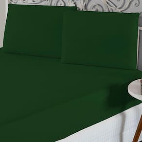 Jogo De Lençol Casal Padrão Malha 100% Algodão 3 Peças - Verde Bandeira