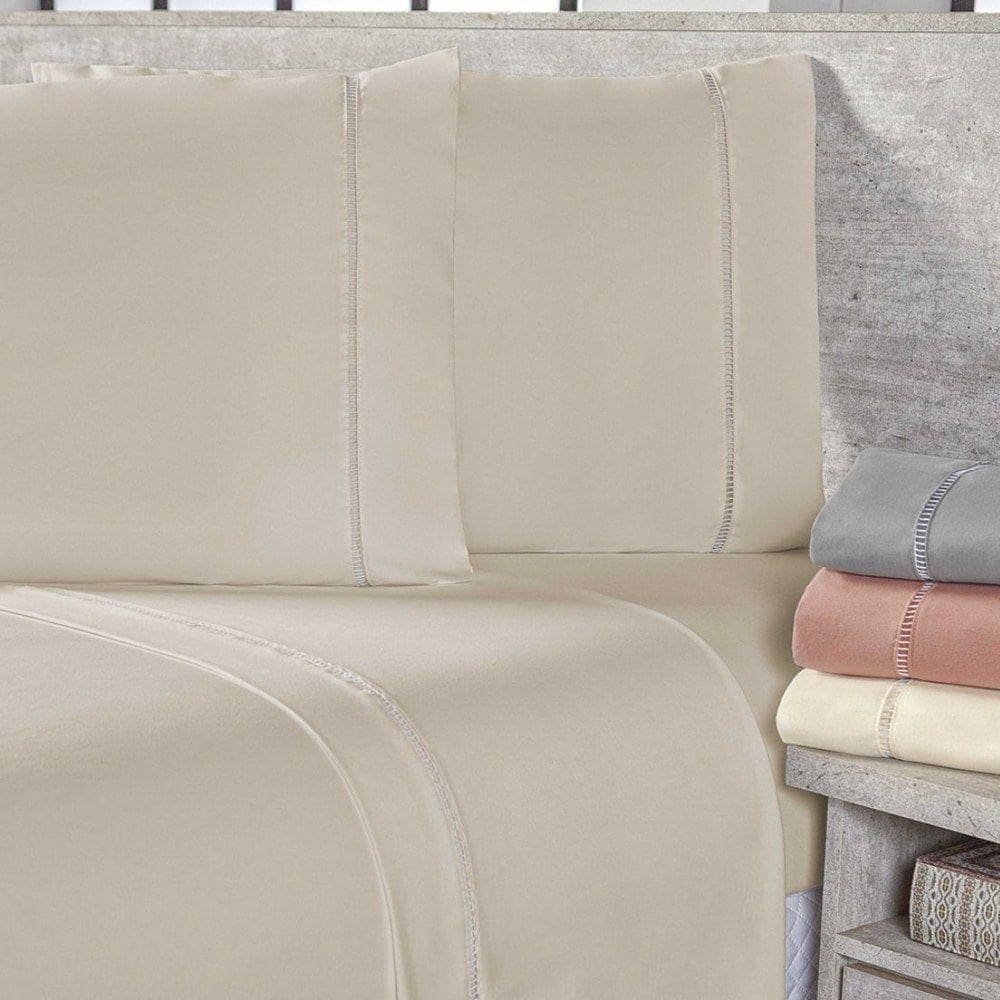 Jogo De Lençol King Percal 400 Fios 4 Peças - Bege