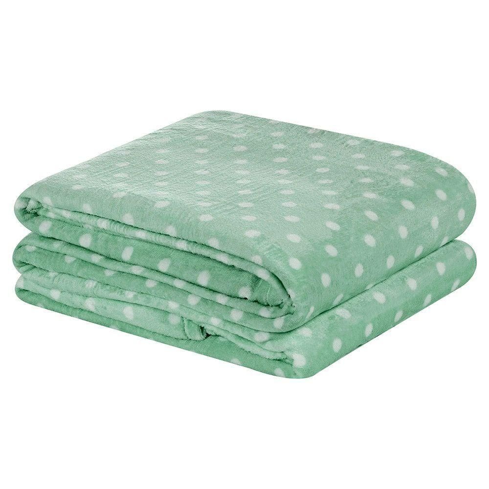 Manta Solteiro Petit Poa Flannel Microfibra 1 Peça - Salvia