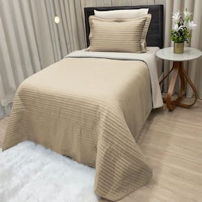 Cobre Leito Solteiro Dual Micropercal 200 Fios Dupla Face 2 Peças - Bege
