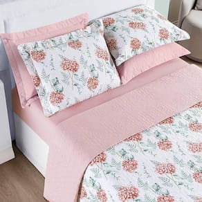 Cobre Leito King Cotton Select Dupla Face 200 Fios 3 Peças - Hortência
