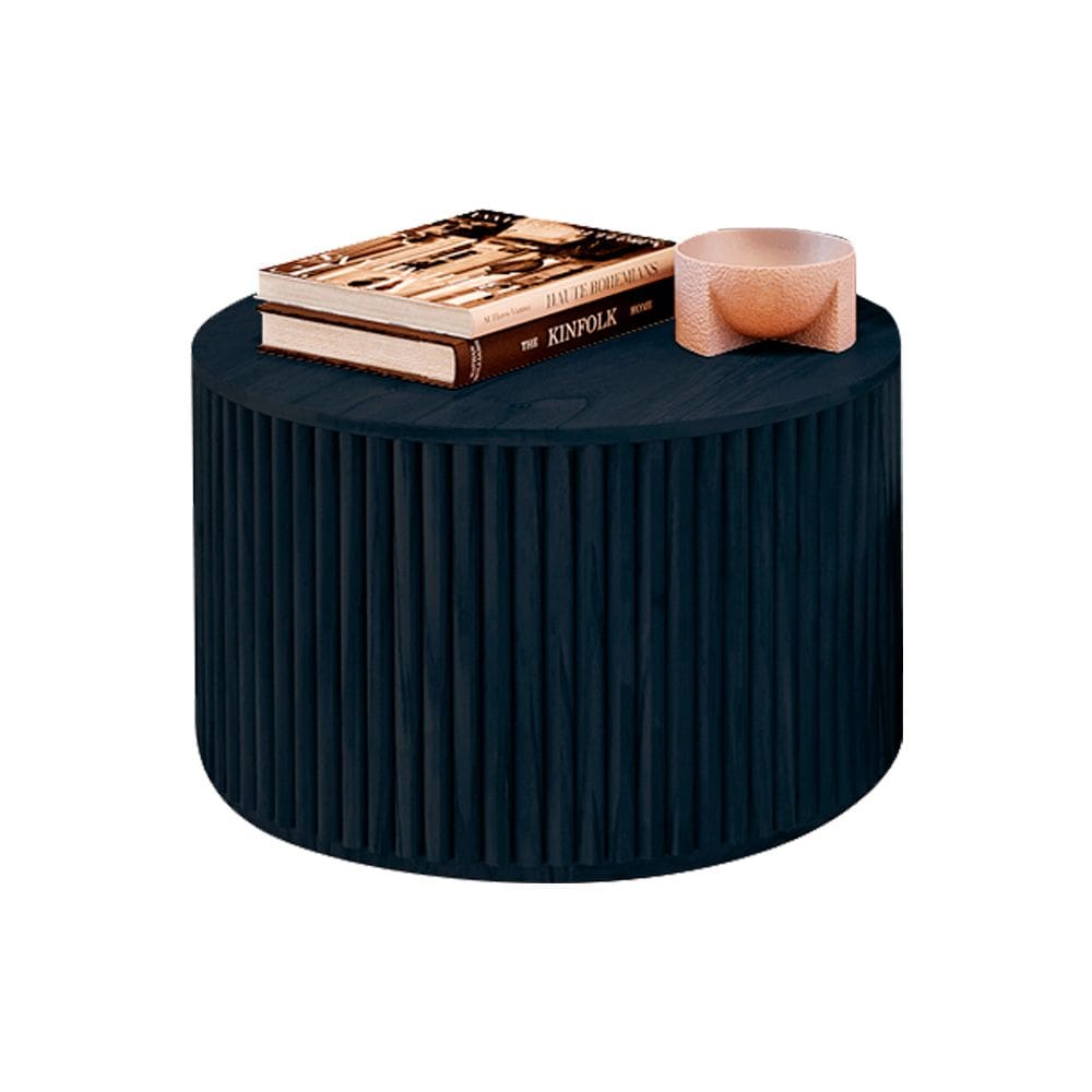 Mesa de Centro Decorativa Lua 02 D50cm em Madeira Maciça - Ébano